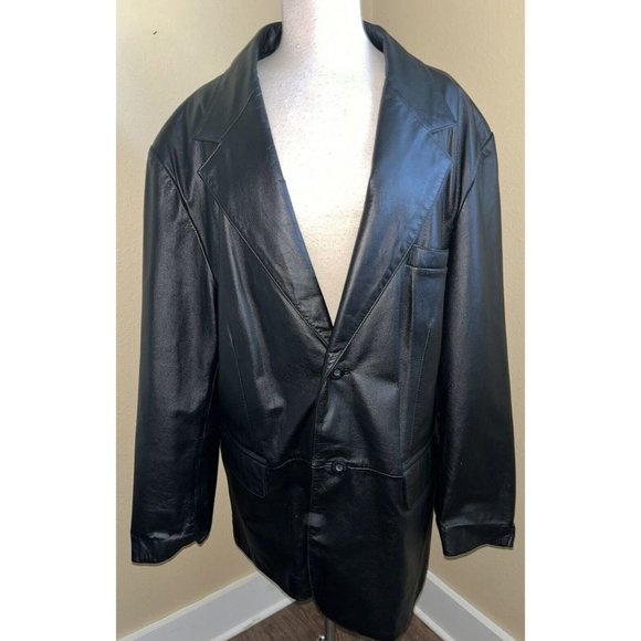 Wilsons Men's Black Leather Dress Jacket Size XXL Dressy Coat 2 Matrix Style 50"